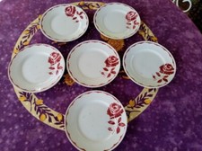 6 Assiettes à Dessert Saint Amand Céranord Modèle Daisy Décor Rose Rouge 19,5cm