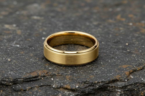 Bague tungstène plaqué - tungstène, or