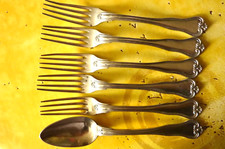 5 fourchettes & 1 cuillères en argent massif, poinçon Minerve armoiries couronne