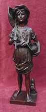 rare ancien magnifique grand bronze  fin 19  eme pêcheur signé J GARNIER