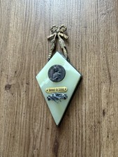 Plaque religieuse en marbre et laiton Souvenir de Lisieux vintage 