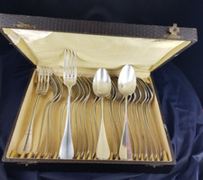 coffret ménagère 12 fourchettes + 12 cuillères ARGENT  poinçonné ancien