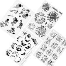 Yayatty 4 Pièce Clear Stamp en Silicone Set de Tampons Clairs Transparents Sc...