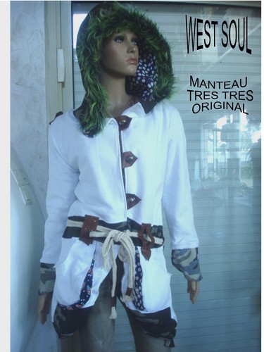 Manteau blanc capuche - blanc,