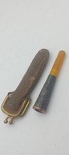 Ancien Fume Cigarette Ambre Et Métal Argenté