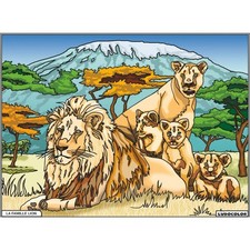 Coloriage - Lions - Tableau à