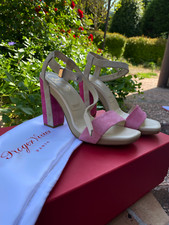 Sandale Roger Vivier rose et beige 37 cuir chamois neuf avec boîte