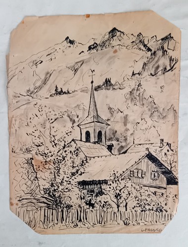 Vieux dessin encre de - vieux,