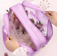 Trousse De Toilette Violet Femme Sac Maquillage Transparent Compartiment Séparé