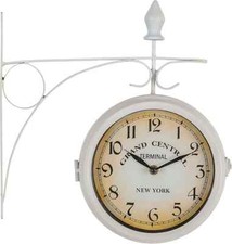 Horloge de Gare Style Vintage Métallique Double Murale Pendule Retro Grand