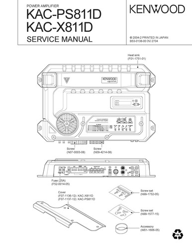 Service manuel instructions - manuel, d'instructions