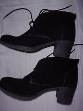 BOTTINE FEMME SALAMANDER CUIR DAIM à LACETS NOIR TALON 6 CM POINTURE FR39