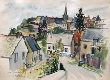 Vue De Village, Aquarelle