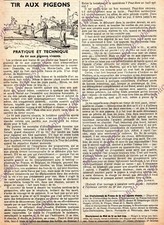 SPORT TIR AU PIGEON VIVANT LURKIN  ARTICLE DE PRESSE 1939
