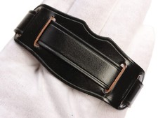 Bracelet de montre vintage 16 mm CORDOVAN cuir NOIR Bund Bracer ALLEMAGNE 🇩?...