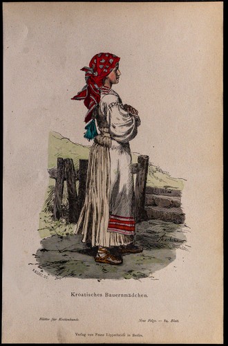 1880ca jeune paysanne croate - -,