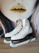 PAIRE DE PATINS À GLACE BLANC RISPORT PATINAGE ARTISTIQUE VINTAGE 