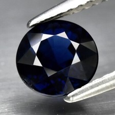 CERTIFICATE Incl.* Pierre précieuse saphir bleu rond non chauffé VVS de 1,30 ...