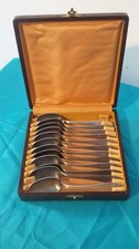 12 CUILLERES A CAFE METAL ARGENTE SAGLIER 1940 / 1950 COUVERT ARGENTERIE VINTAGE