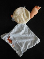 doudou plat mouchoir escargot brodé tigrou bleu jaune DISNEY