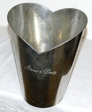 ANCIEN SEAU A CHAMPAGNE PUBLICITAIRE METAL ETAIN ARGENTÉ " AMOUR DE DEUTZ " ANGE