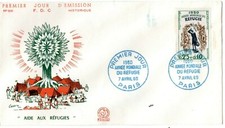 1253-  FDC  ENVELOPPE   1er JOUR   ANNEE  MONDIALE  DU  REFUGIE  1960  PARIS.