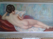 Albert GENTA XXème " NU de dos allongé et lisant "  huile sur toile, période 1 