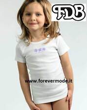 3 T-Shirt Fille FDB Manche Courte Encolure Ronde Coton avec Bords E Imprimé /
