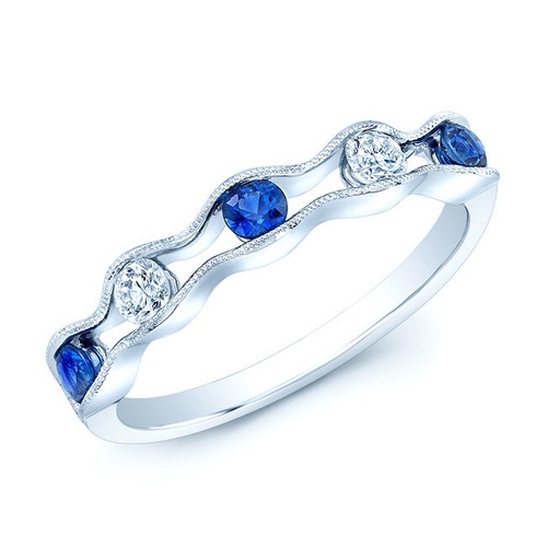 Saphir diamant festons bague - diamant,