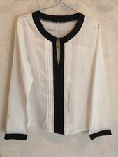 Blouse blanche et noire polyester T36 (2407110)