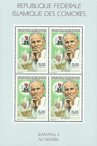 Stamps comoros 1999 perf pope - comoros,