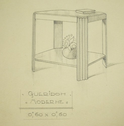 Dessin c1930 gyéridon moderne - dessin,