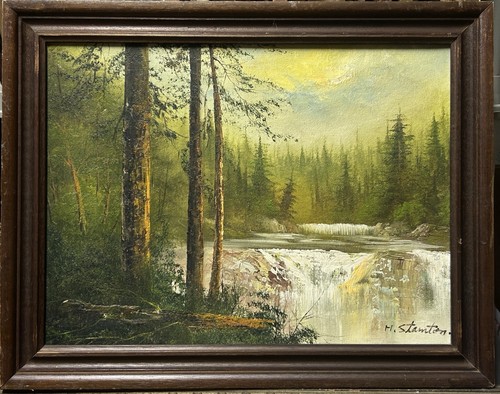 Antique oil painting forest - antique,