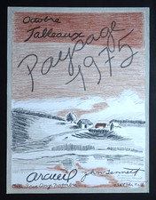 John BENNETT Tableau Paysage Affiche originale lithographie 1975 Signée dédicace