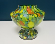 Vase en verre soufflé multicolore vintage 1930