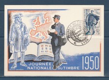 carte  1er jour  journée du timbre   69  Lyon    1950                       a