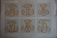 LITHO DEBUT XX° ART NOUVEAU ABECEDAIRE LETTRE DECORATION CALLIGRAPHIE 1903 l