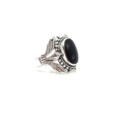 Bague en argent 925 bague en onyx noir grand bijou homme massif 21,3 mm / 67