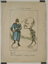 Pilotell La bêtise humaine Circa 1870 Estampe en couleur Politique Caricature