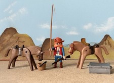 +++ PLAYMOBIL Cocher de la diligence avec fouet et chevaux 3803  - Western +++