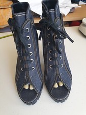 KESSLORD  Boots Textile Jean Eté Doublées Cuir Talons Fins T 39 ETAT NEUF 