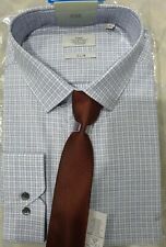 NEXT Chemise Homme Chemise à Carreaux avec Cravate Coupe Slim 100% Coton UK Taille 17" BNWT