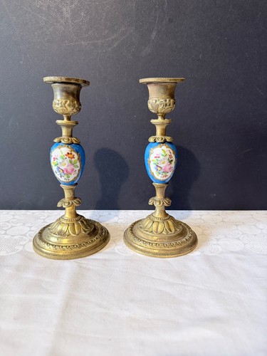 Paire bougeoirs bronze - bougeoirs,