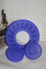 🌟TUPPERWARE Moule à charlotte Glace Aspic Flan Bleu Ø 20 cm 2 Fonds + Couvercle