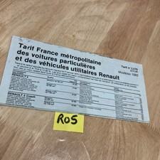Renault 1982 liste prix tarif