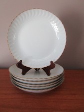 6 Assiettes creuses  21,5 cm Blanches Torses & liseré Doré Limoges L.P ABEILLE