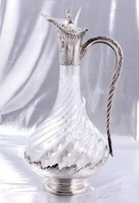 VANESTE & DELETTREZ - SUPERBE TORSADEE AIGUIERE ARGENT MASSIF MINERVE CRISTAL