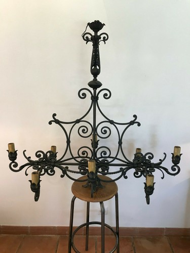 Lustre 4 appliques fer - lustre,