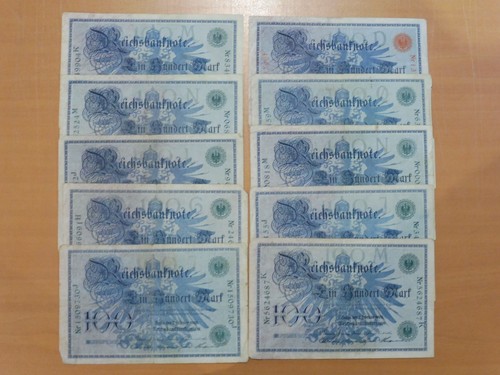 Lot billets allemand 10 x - de,