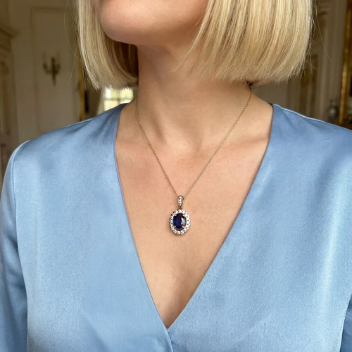 Pendentif marguerite saphir - , et